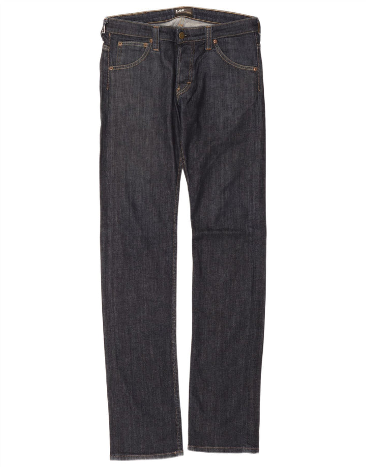 Lee Womens Powell Straight Slim Jeans W32 L36 Navy Blue Cotton