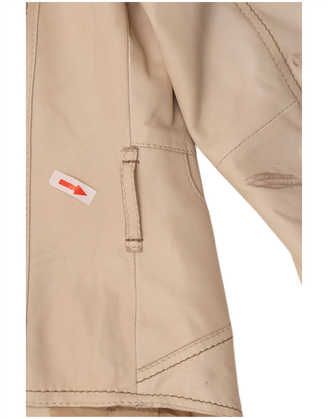 Vintage Γυναικείο Crop Δερμάτινο Σακάκι Μπλέιζερ UK 8 Small Beige
