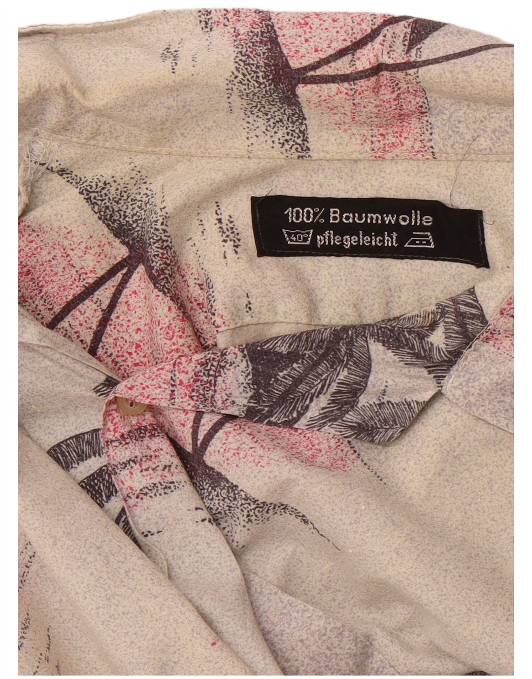 VINTAGE Ανδρικό Χαβανέζικο κοντομάνικο πουκάμισο μεγάλο μπεζ φλοράλ βαμβακερό