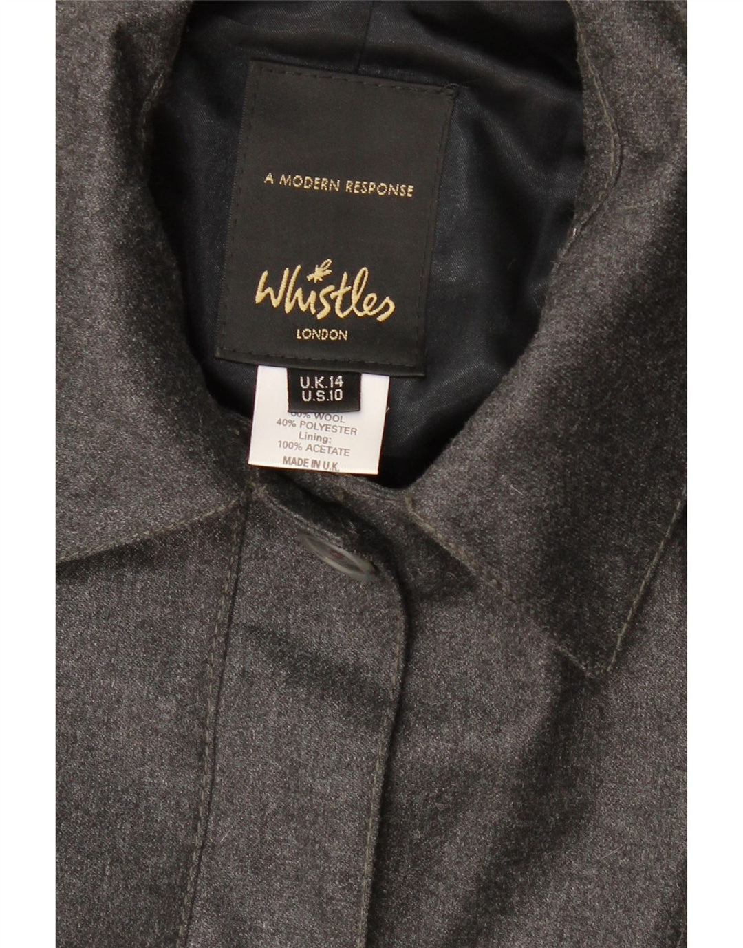 Γυναικείο μπουφάν WHISTLES UK 14 Large Grey Wool