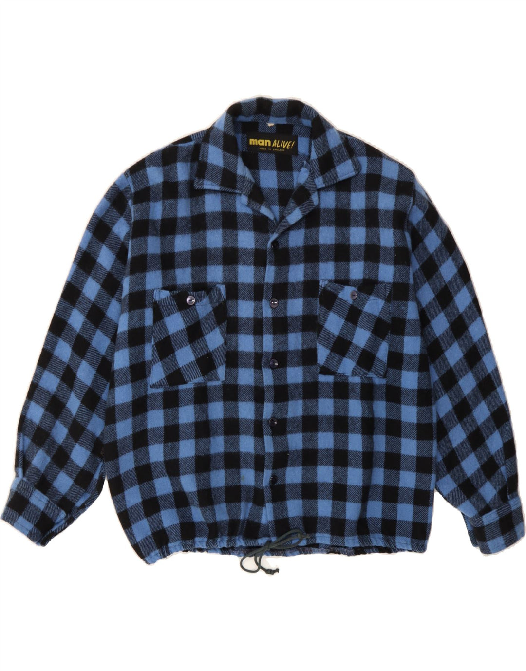 VINTAGE Mens Bomber Jacket UK 38 Medium Blue Check Vintage Vintage and Second-Hand Vintage from Messina Hembry 