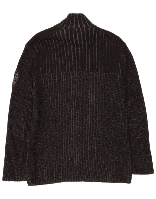 CALVIN KLEIN JEANS Γυναικείο πουλόβερ ζακέτα UK 14 μεγάλο γκρι βαμβακερό