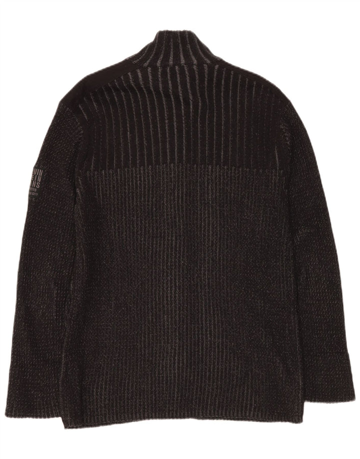 CALVIN KLEIN JEANS Γυναικείο πουλόβερ ζακέτα UK 14 μεγάλο γκρι βαμβακερό