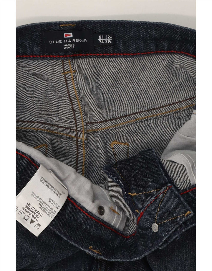 Marks & Spencer Mens Blue Harbor Straight Jeans W32 L29 Navy Cotton