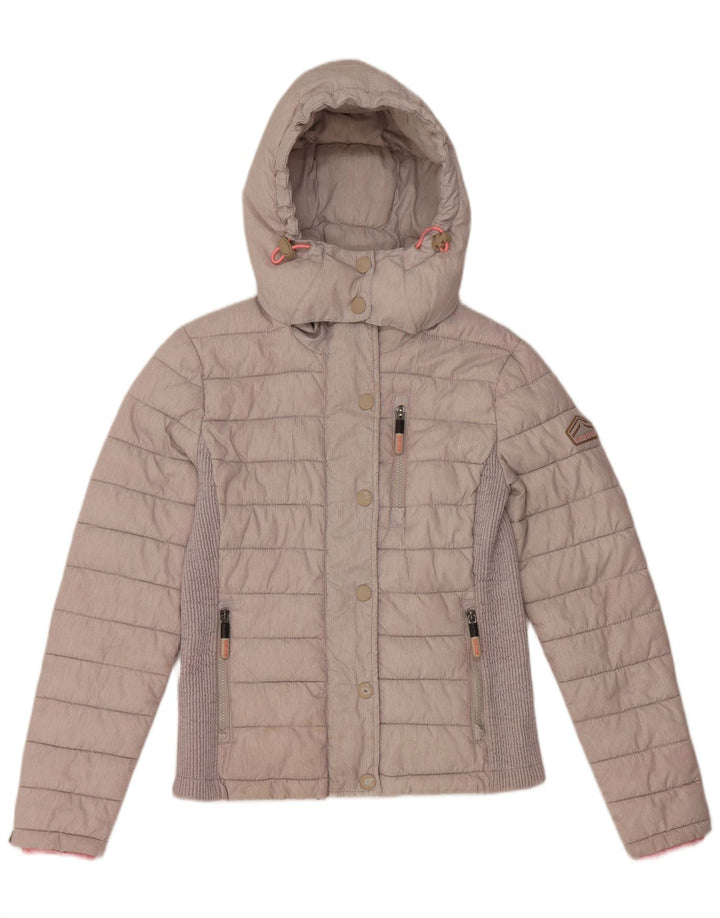 Γυναικείο μπουφάν με κουκούλα Superdry UK 14 Large Grey Polyester