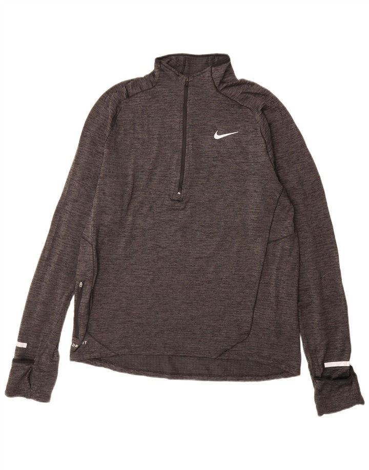 Ανδρική φόρμα NIKE με φερμουάρ με λαιμόκοψη πουλόβερ με φόρμα μεσαίου γκρι
