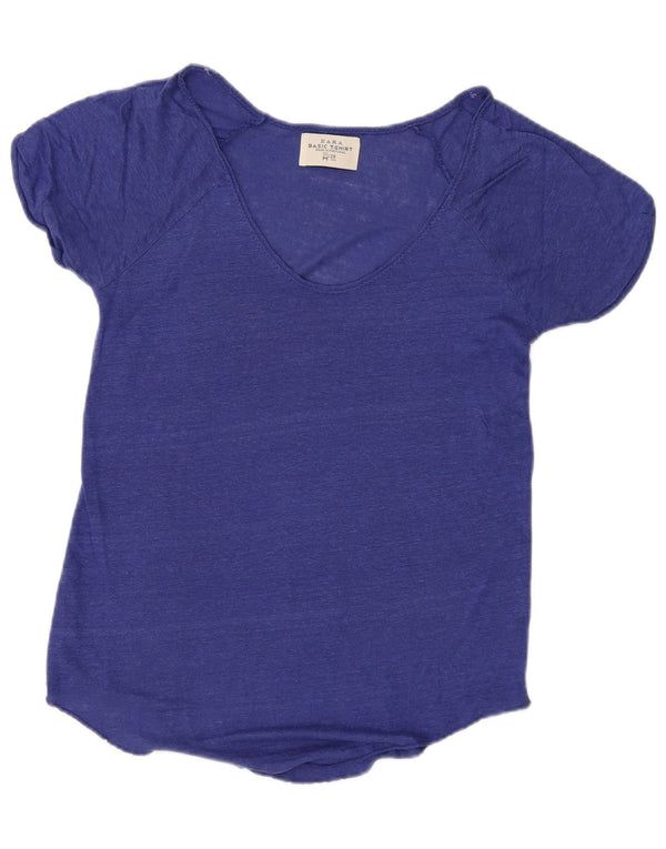 Zara Γυναικείο T-Shirt Top UK 14 Medium Blue Flecked