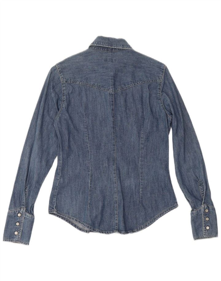 CARRERA Γυναικείο Τζιν Πουκάμισο UK 10 Μικρό Μπλε Βαμβακερό