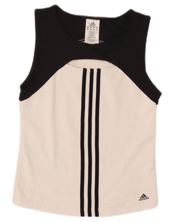 Adidas Γυναικείο Crop Vest Top UK 12 Medium White Colourblock Polyester