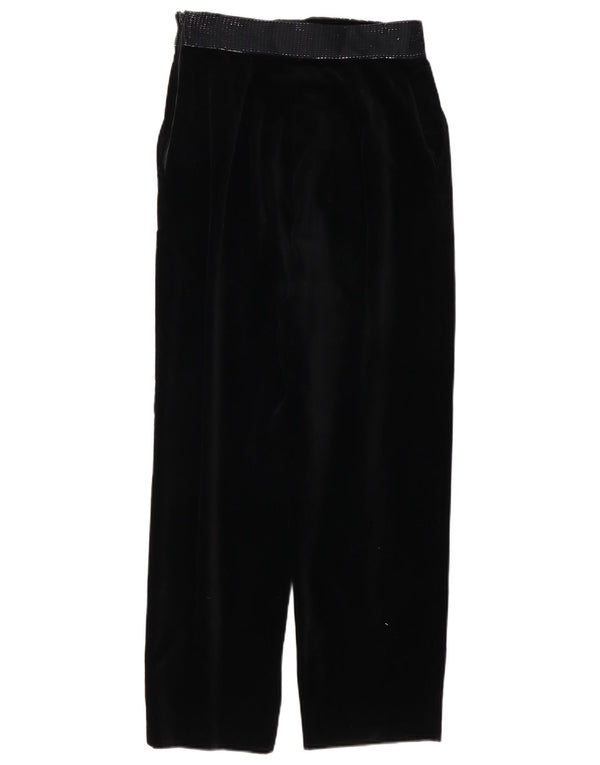 Vintage γυναικείο ίσιο βελούδινο casual παντελόνι IT 46 Large W28 L27 Μαύρο