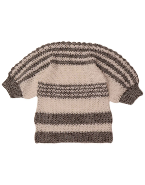 Vintage γυναικείο πουλόβερ με λαιμό σκάφος UK 10 Small Grey Colourblock