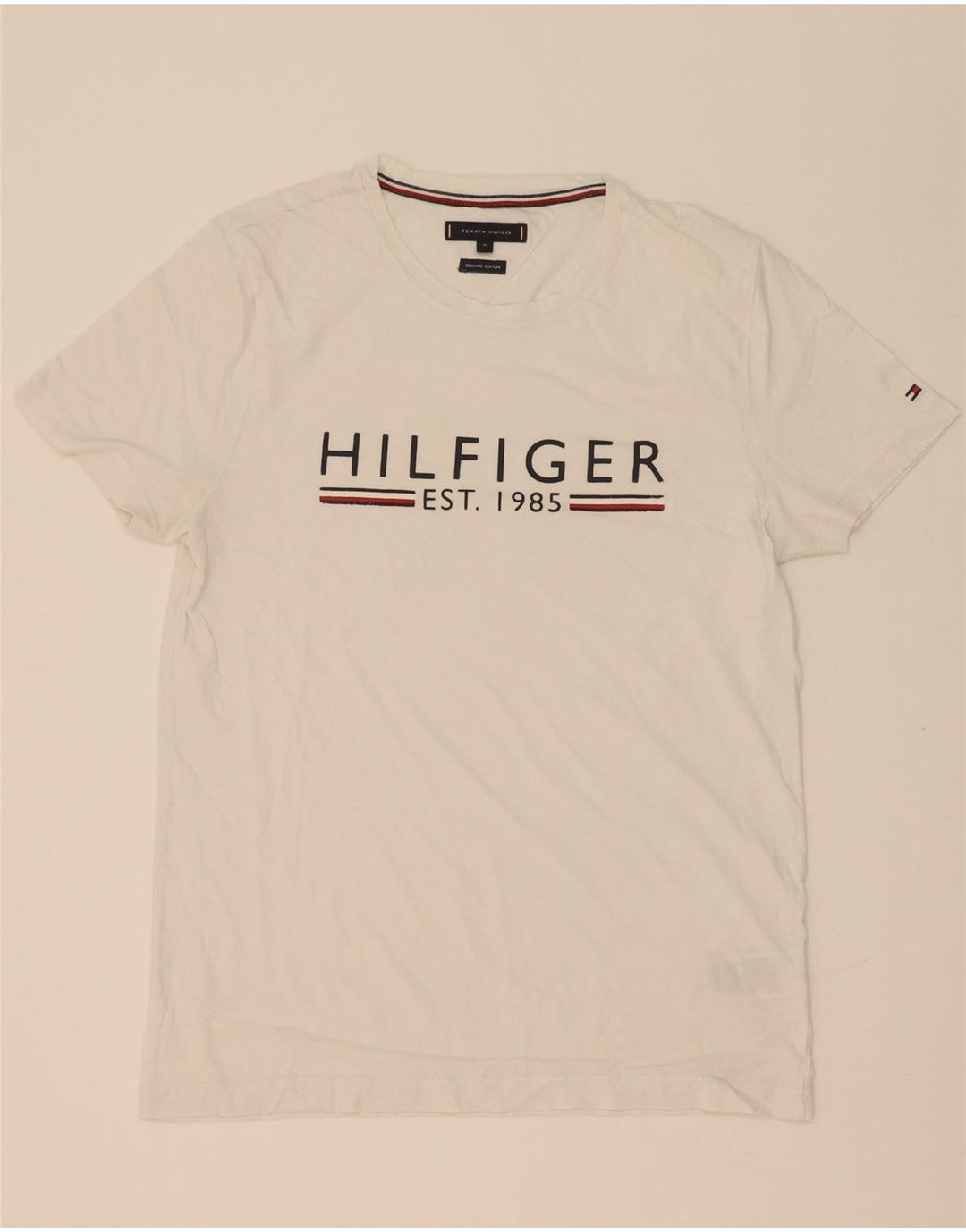 Ανδρικό γραφικό T-Shirt Tommy Hilfiger Top Μεσαίο λευκό βαμβακερό