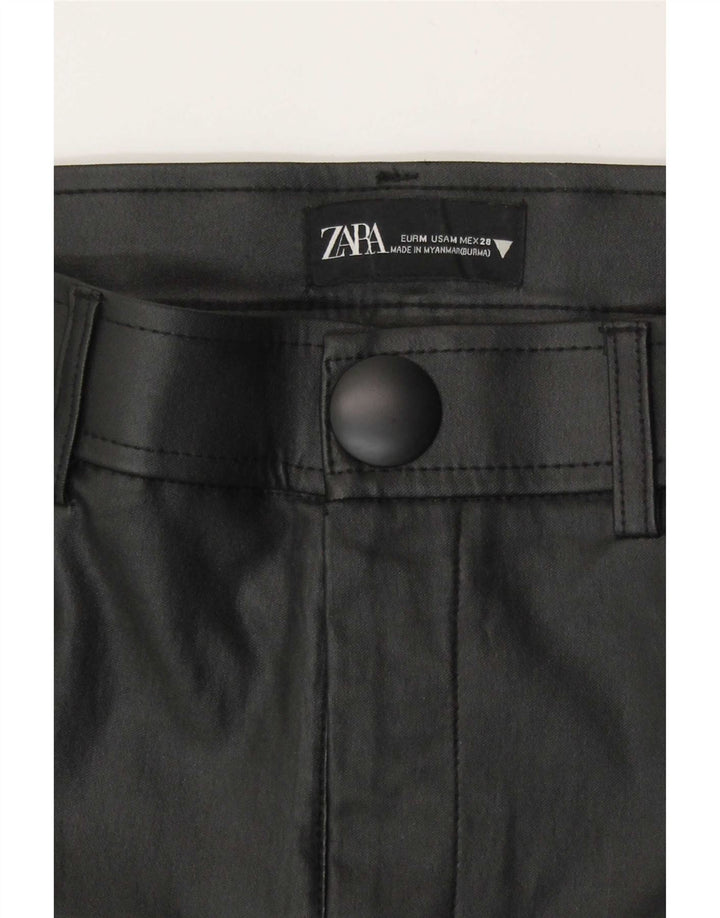 Zara Γυναικείο κολάν από συνθετικό δέρμα Medium W28 L28 Μαύρο