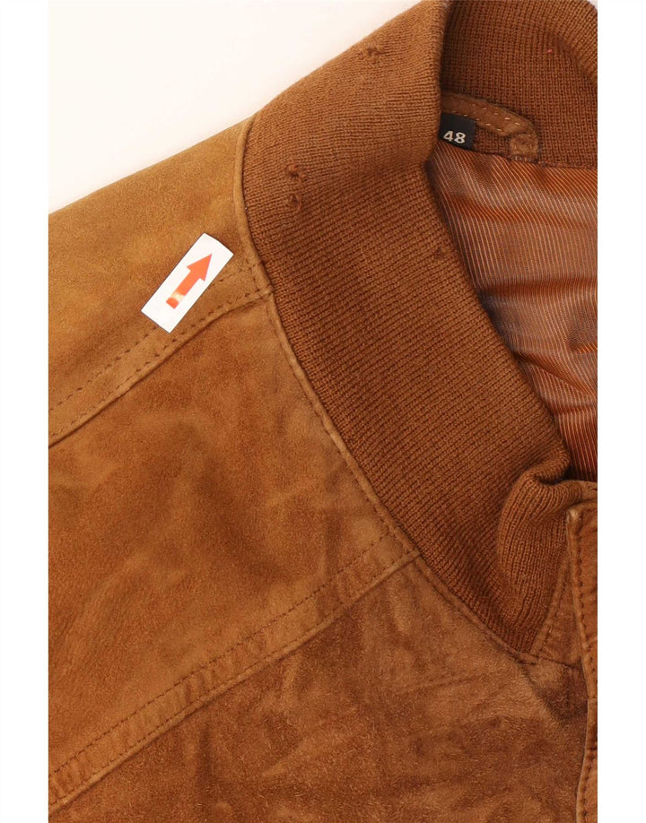 Vintage Ανδρικό Bomber Jacket IT 48 Medium Beige Leather