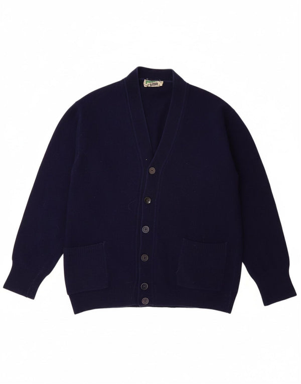 BENETTON Boys Cardigan πουλόβερ 13-14 ετών Μαλλί Navy Blue