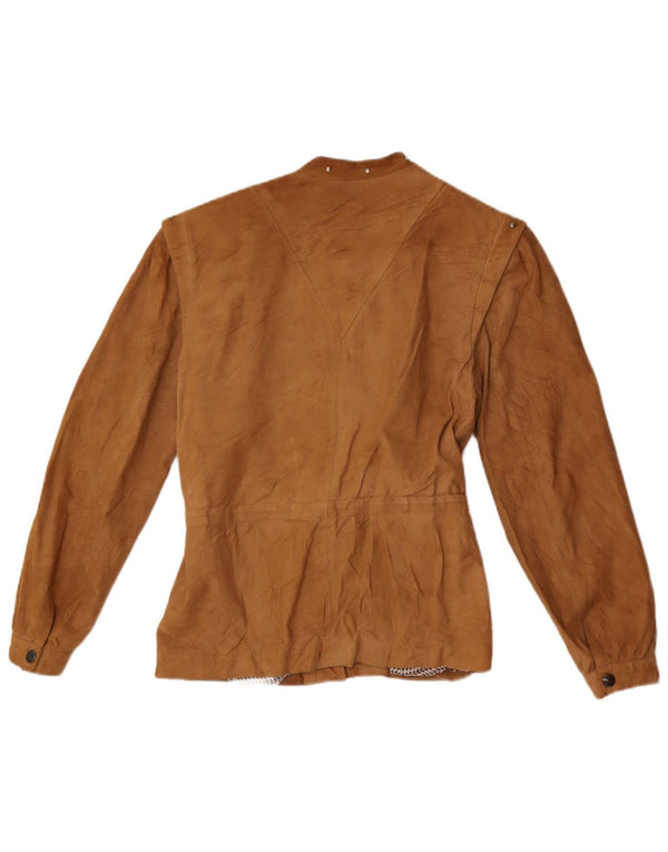 Vintage Γυναικείο Suede Bomber Jacket IT 42 Medium Beige Leather