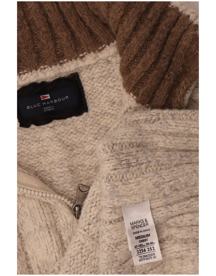 Ανδρικό πουλόβερ Marks & Spencer Blue Harbor με φερμουάρ, μεσαίο μπεζ