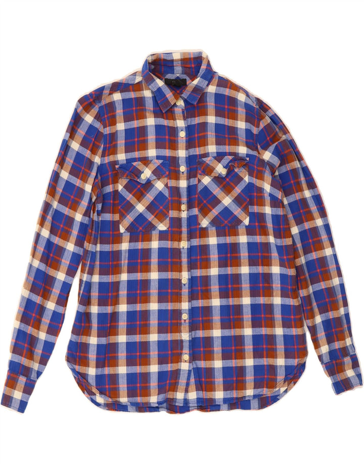 J. CREW Womens Flannel Shirt US 4 Small Blue Check Cotton Vintage J. Crew and Second-Hand J. Crew from Messina Hembry 