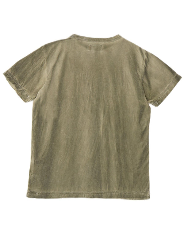 Diesel γυναικείο γραφικό μπλουζάκι UK 14 Large Khaki Tie Dye Cotton
