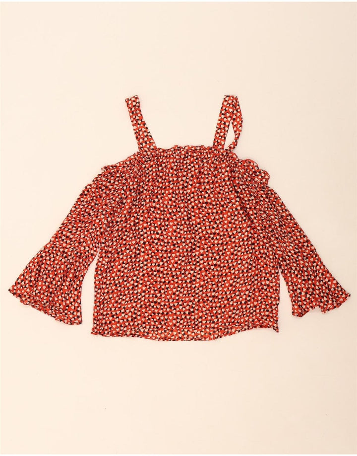 J. CREW Womens Oversized Abstract Pattern Off Shoulder Top US 00 2XS Red Vintage J. Crew and Second-Hand J. Crew from Messina Hembry 