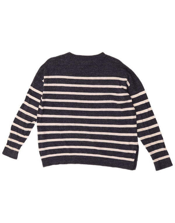 Fat Face Γυναικείο πουλόβερ με λαιμόκαυμα UK 12 Medium Navy Blue ριγέ