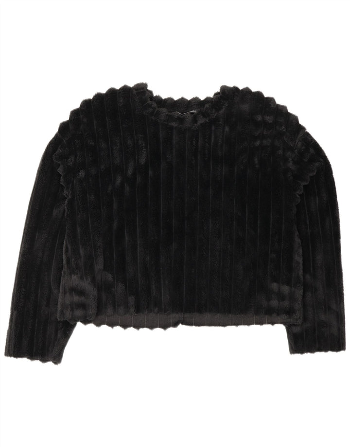 ZARA Γυναικείο Crop Fleece Jumper UK 14 Medium Black