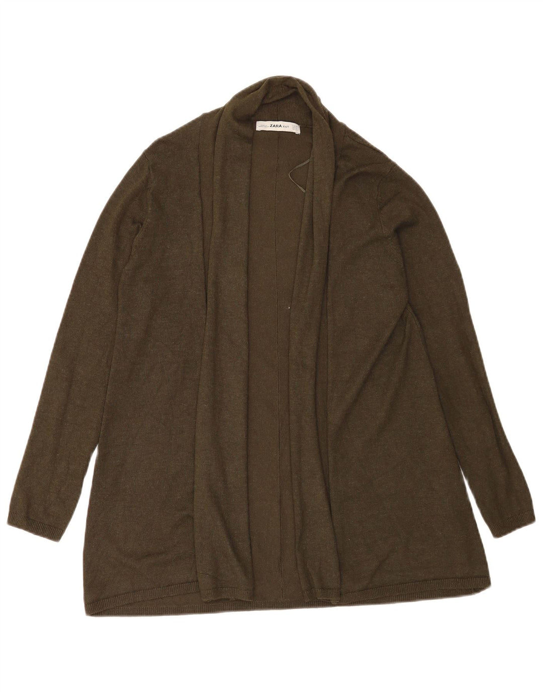 Zara Γυναικεία ανοιχτή ζακέτα UK 12 Medium Khaki Viscose