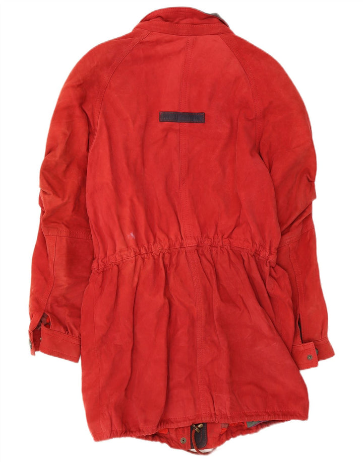 Vintage Γυναικείο Suede Oversized Πανωφόρι UK 10 Small Red Leather