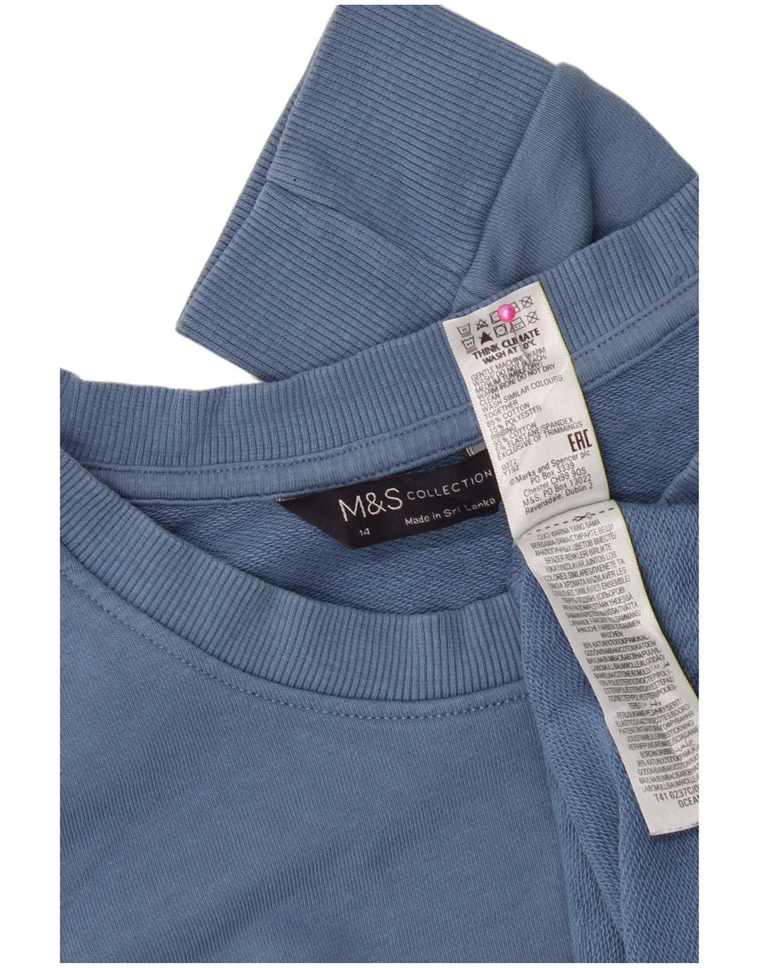 Marks & Spencer Γυναικεία Φούτερ Jumper UK 14 Medium Blue Cotton