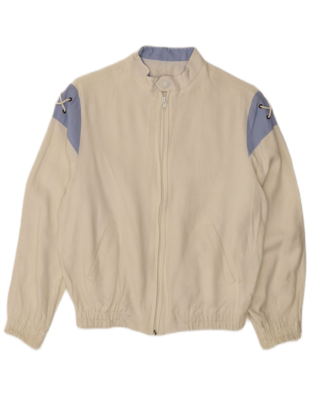 Γυναικείο μπουφάν VINTAGE Bomber UK 12 Medium Off White Colorblock Viscose