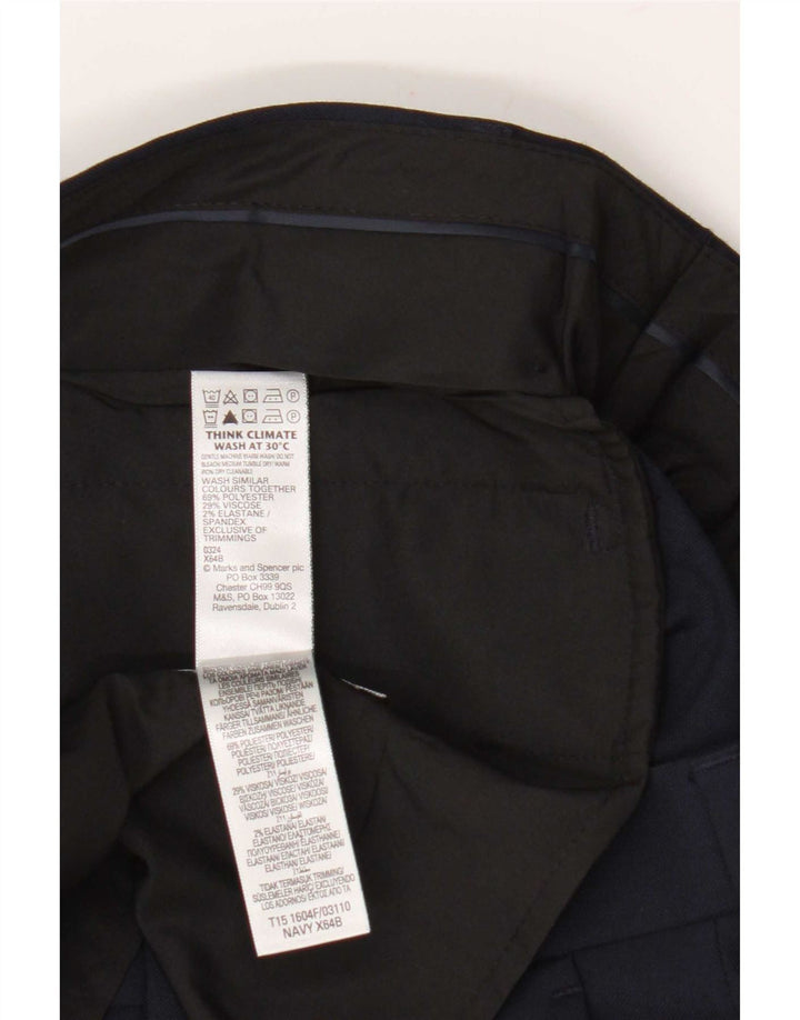 Marks & Spencer Ανδρικά Slim Fit Casual Παντελόνια W30 L31 Navy Blue Polyester
