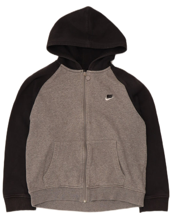 Γραφικό πουλόβερ Nike Boys με κουκούλα με φερμουάρ 10-11 ετών, μεσαίο γκρι χρώμα