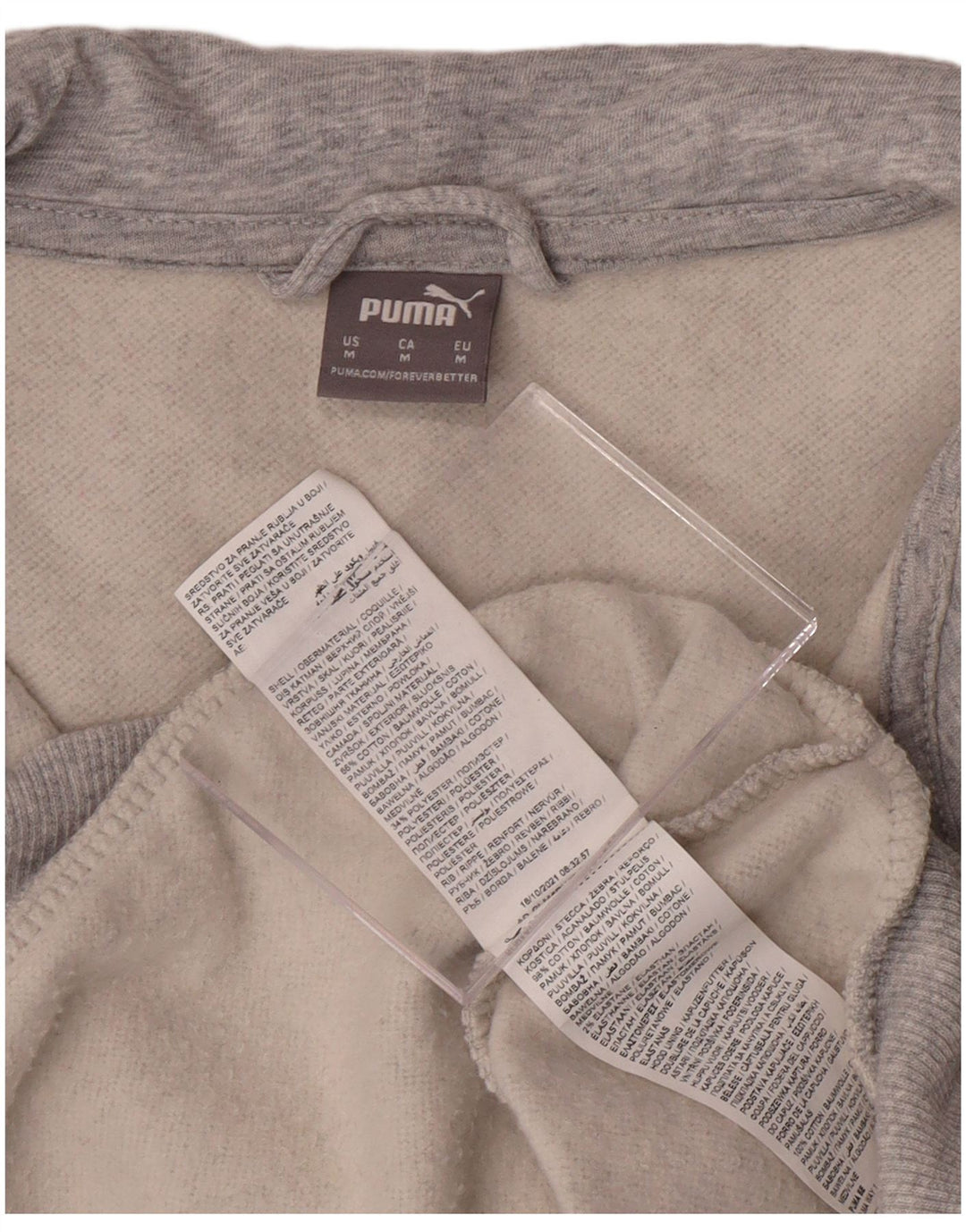 PUMA Womens Zip Hoodie Sweater UK 14 Medium Grey Cotton