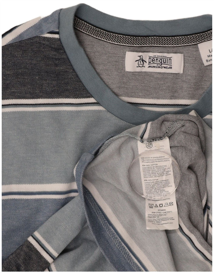 Ανδρικό T-Shirt PENGUIN Top μεγάλο μπλε ριγέ βαμβακερό