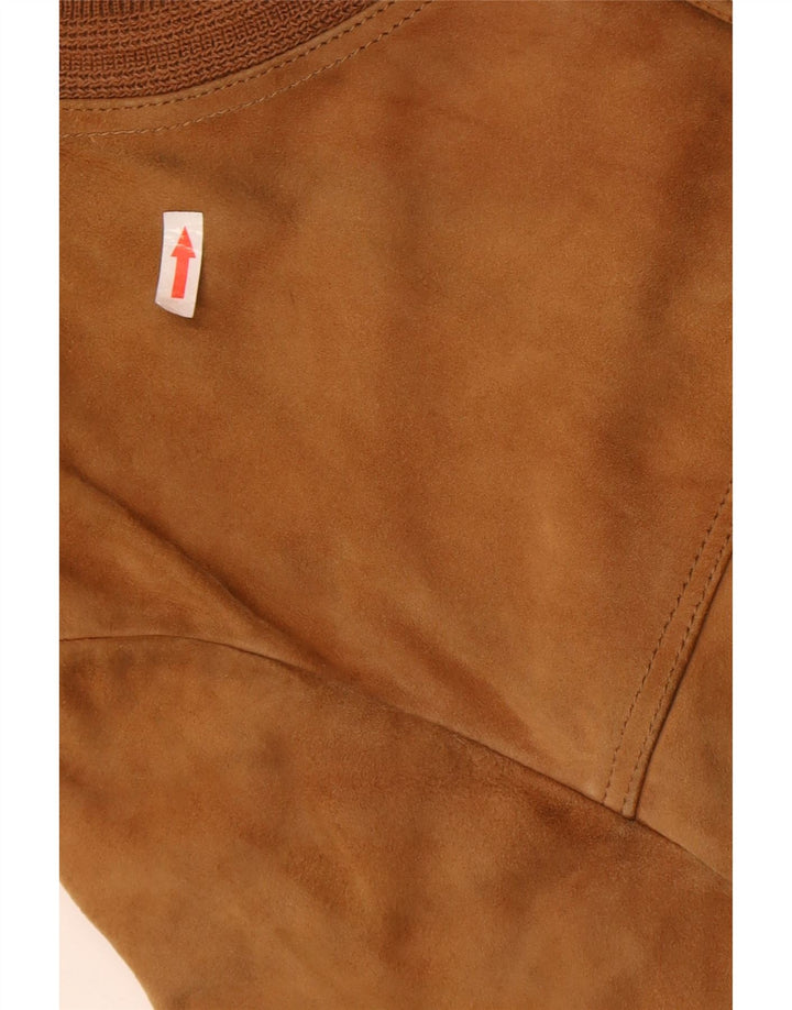 Vintage Ανδρικό Suede Bomber Jacket UK 38 Medium Brown Δερμάτινο