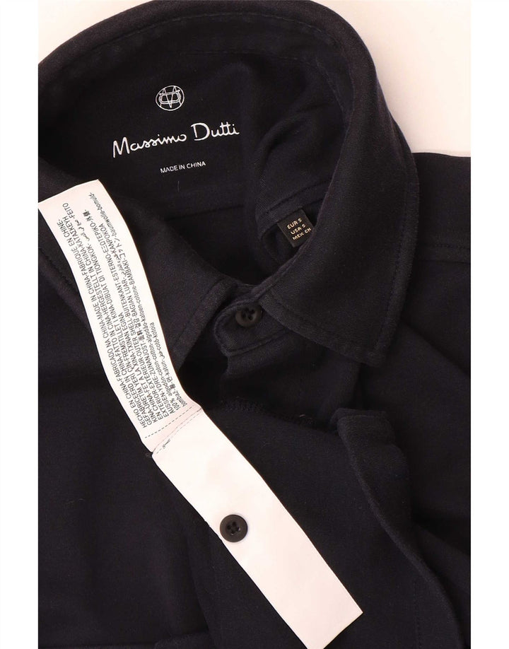 Ανδρικό κοντομάνικο πουκάμισο Massimo Dutti, μικρό μαύρο βαμβακερό