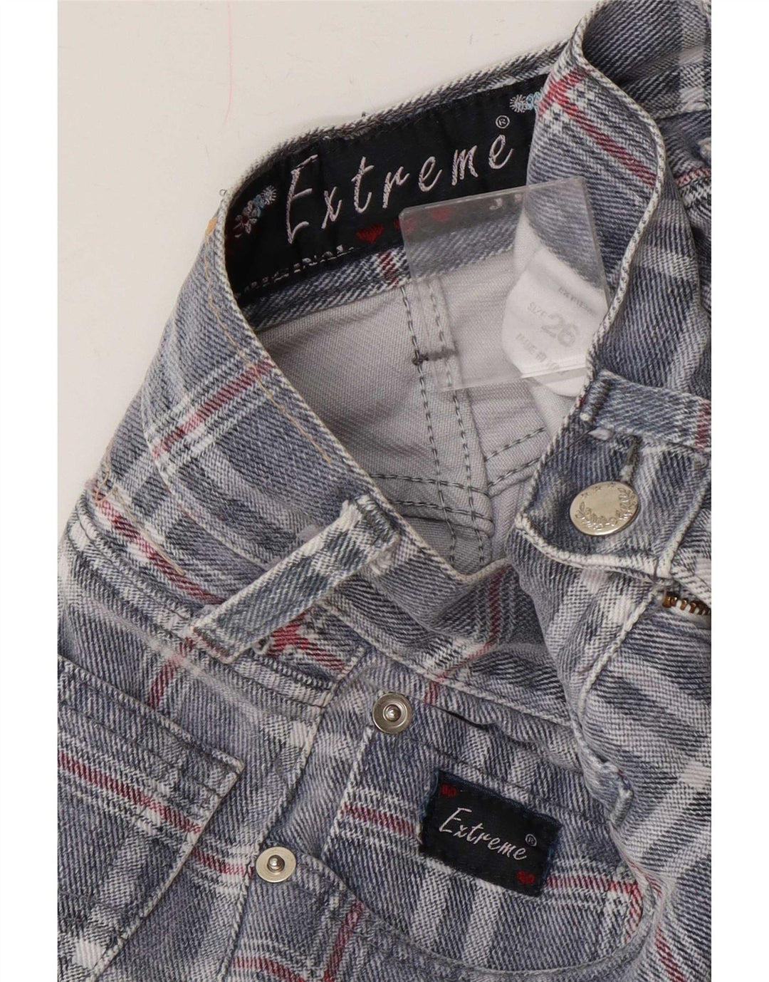 Extreme γυναικείο κωνικό τζιν W26 L29 Blue Check Cotton