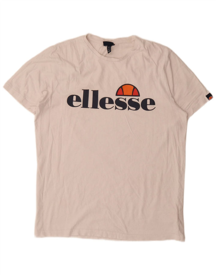 Ανδρικό γραφικό μπλουζάκι Ellesse Top μεγάλο λευκό βαμβακερό