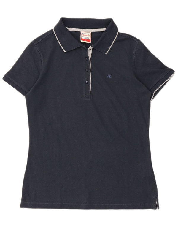 Champion Womens Heritage Fit Polo UK 14 Large Navy Blue Cotton