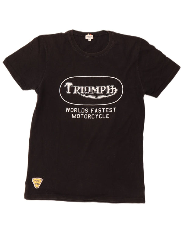 PAUL SMITH Womens Triumph Graphic T-Shirt Top UK 12 Medium Black Cotton