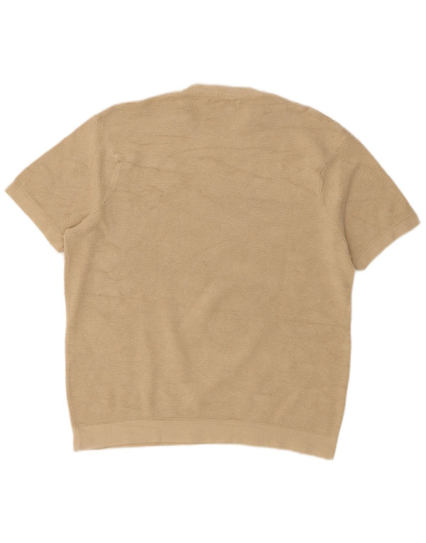 Zara γυναικείο κοντομάνικο πουλόβερ με λαιμόκοψη UK 10 μικρού μπεζ βαμβακερό