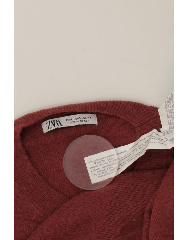 Ανδρικό πουλόβερ Zara Crew Neck Jumper Μεγάλο Βουργουνδί Πολυαμίδιο