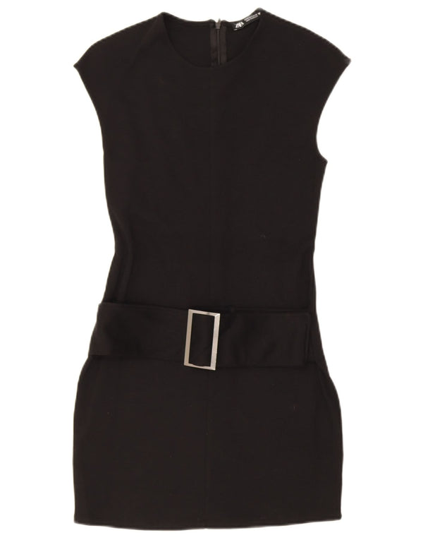 Zara Γυναικείο Αμάνικο Bodycon Φόρεμα UK 8 Small Black Polyester