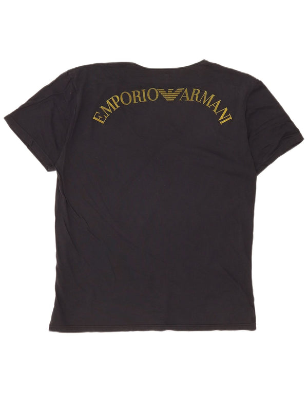 Emporio Armani Γυναικείο γραφικό T-Shirt Top IT 52 2XL Μαύρο βαμβακερό