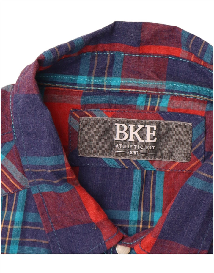 Ανδρικό πουκάμισο BKE Athletic Fit 2XL Navy Blue Check Cotton