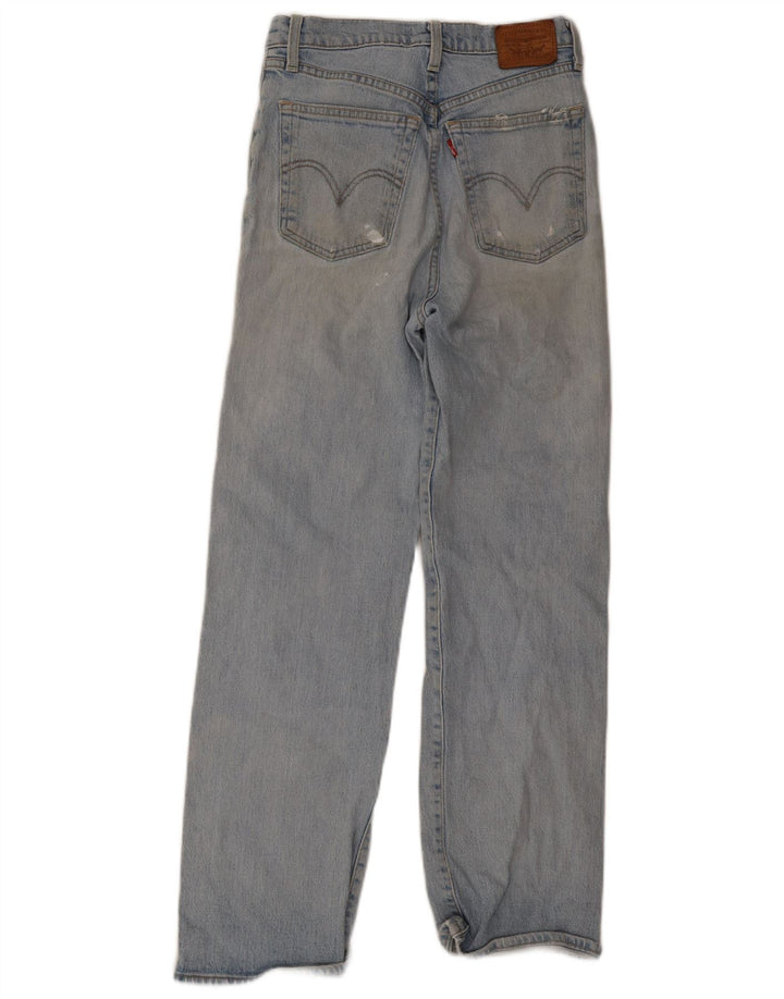 Levi's Womens Ribcage Distressed Straight Jeans W27 L29 Μπλε βαμβακερό