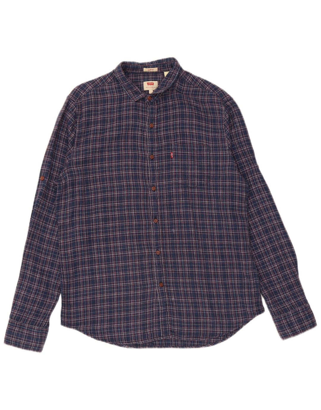 Ανδρικό πουκάμισο Levi's Slim Fit Large Navy Blue Check Cotton