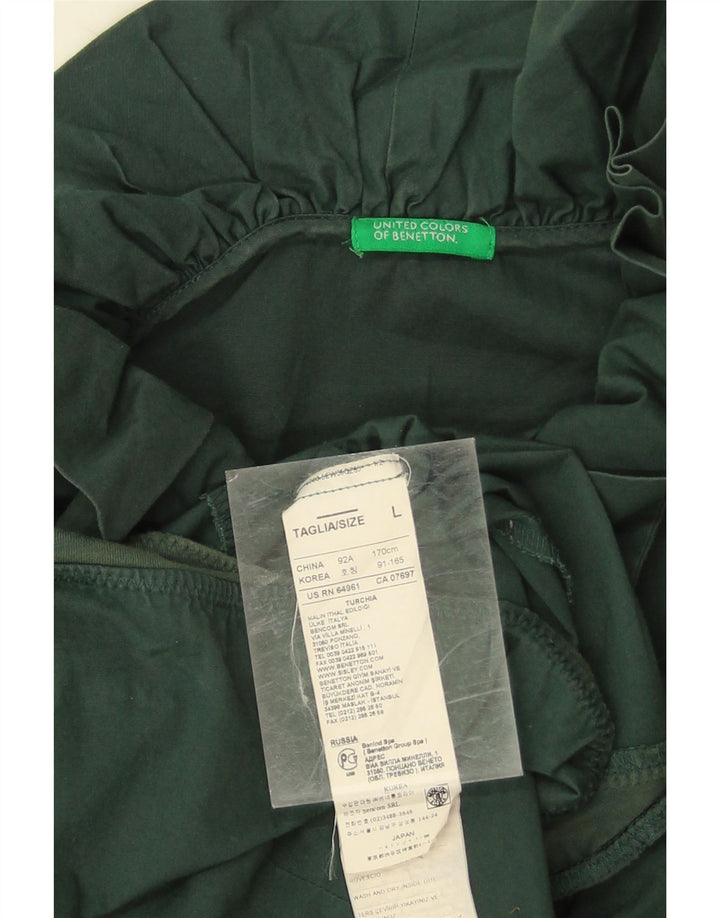 Benetton Γυναικείο Φορμάκι με βολάν μπροστά UK 16 Μεγάλο πράσινο βαμβακερό