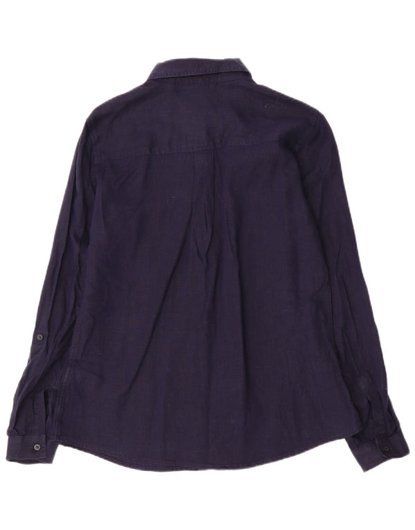 Marks & Spencer Γυναικείο πουκάμισο UK 10 Small Navy Blue Λινά