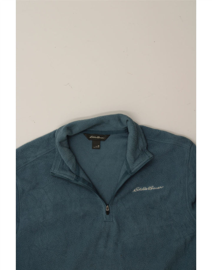 EDDIE BAUER Mens Zip Neck Fleece Jumper Medium Blue Polyester Vintage Eddie Bauer and Second-Hand Eddie Bauer from Messina Hembry 